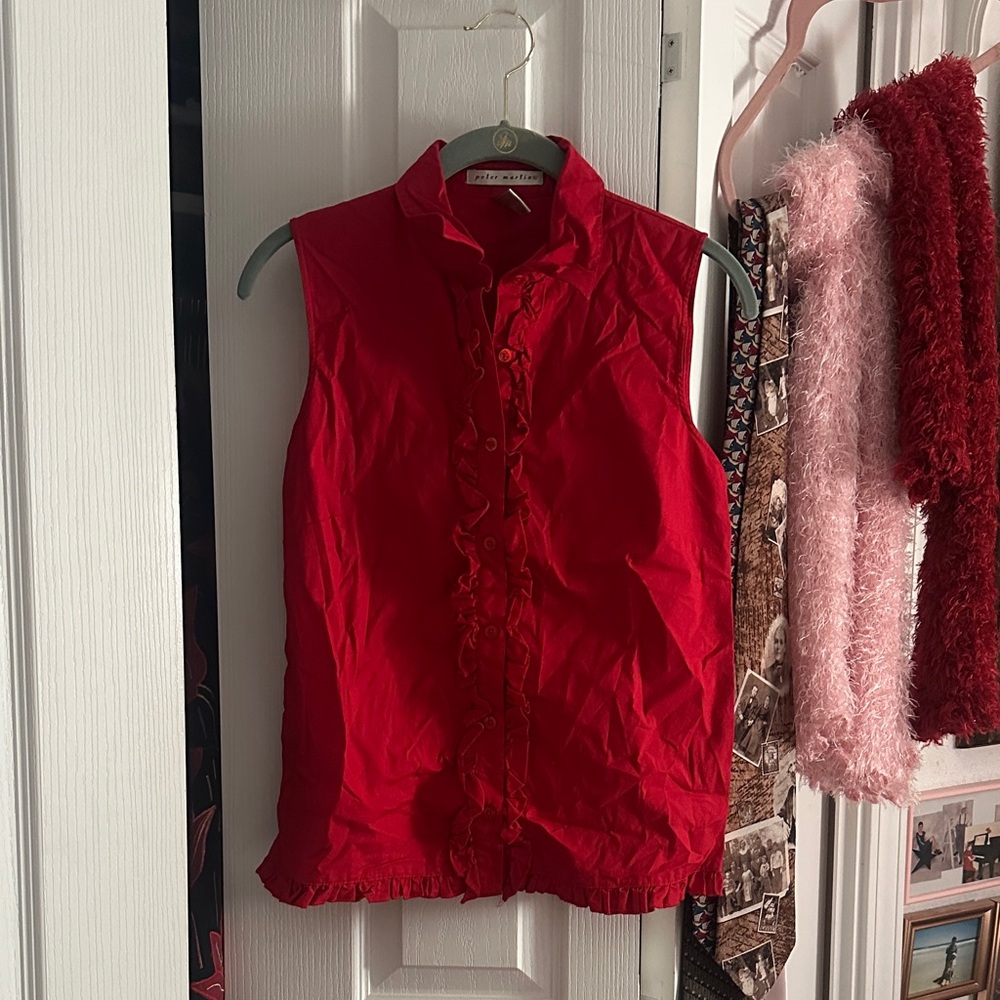 Red Button Down Kids Shirt